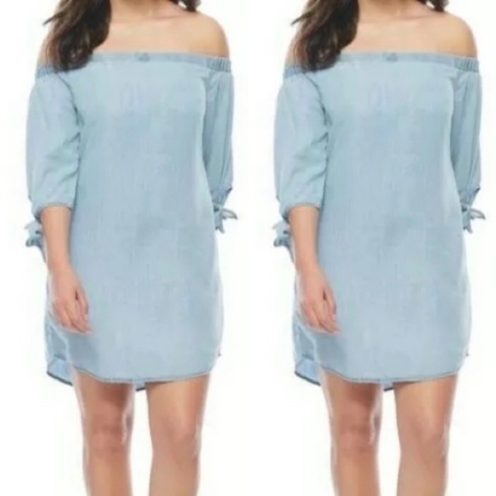 NWT ANA off-shoulder chambray quarter-slv dress